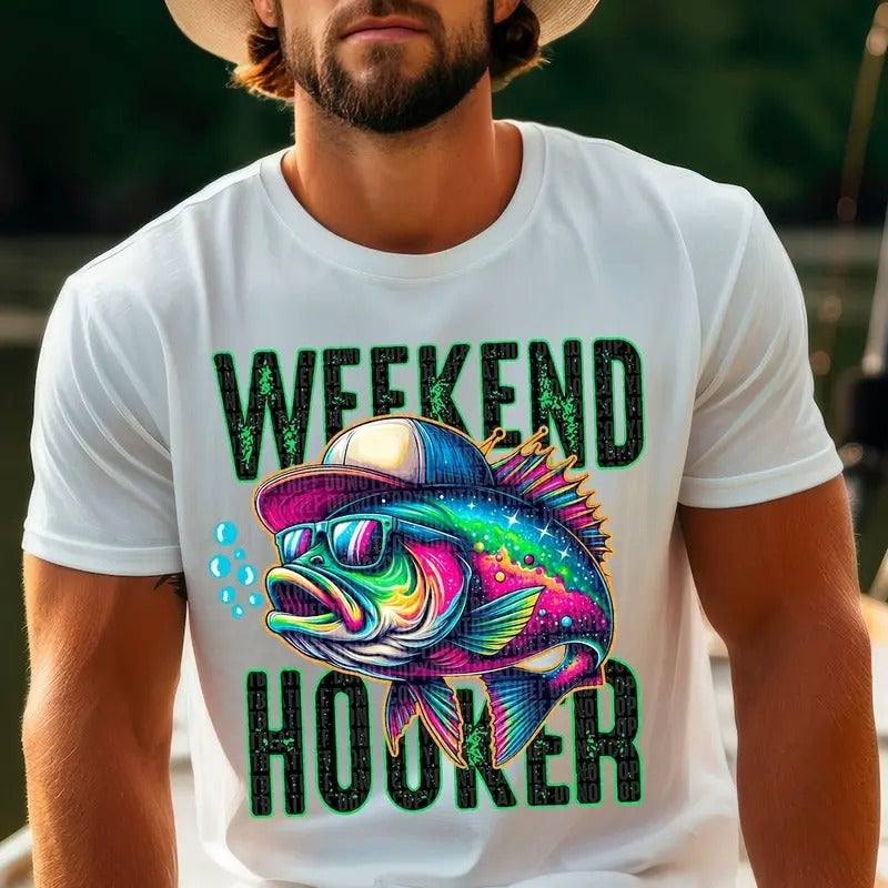 Weekend Hooker Funny Fishing Men Tee, Funny Fishing Tee, Fisherman Outdoors Outfit, Fishing Dad Tee, Father's Day Gift,...