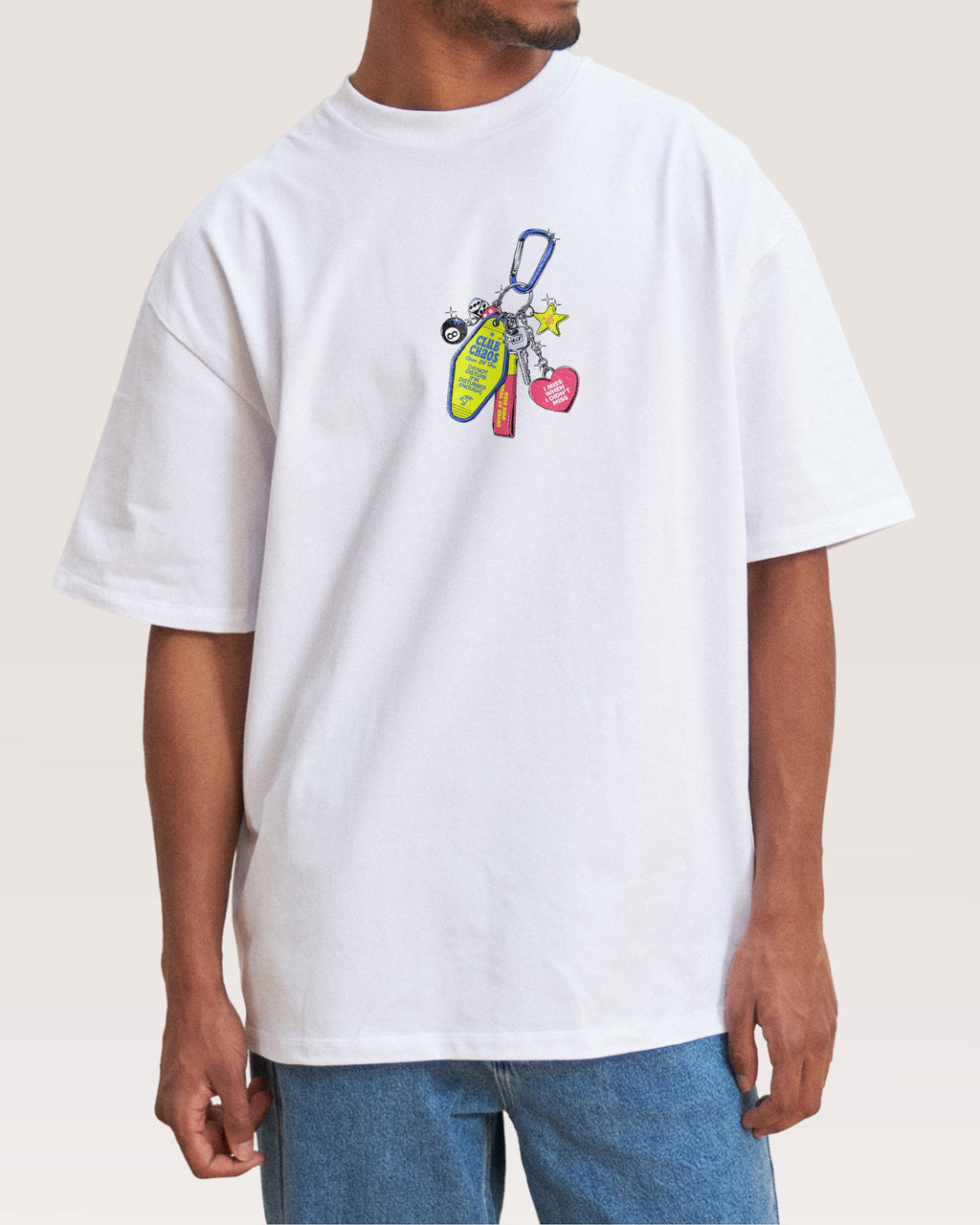 Club Chaos Key Chain Oversized Tee Unisex