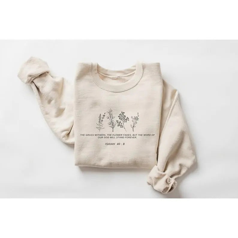 Wild Flowers Bible Verse Sweatshirt, Easter Hoodie, Floral Religious Shirt, Christian Apparel, Christian Hoodie, Women...