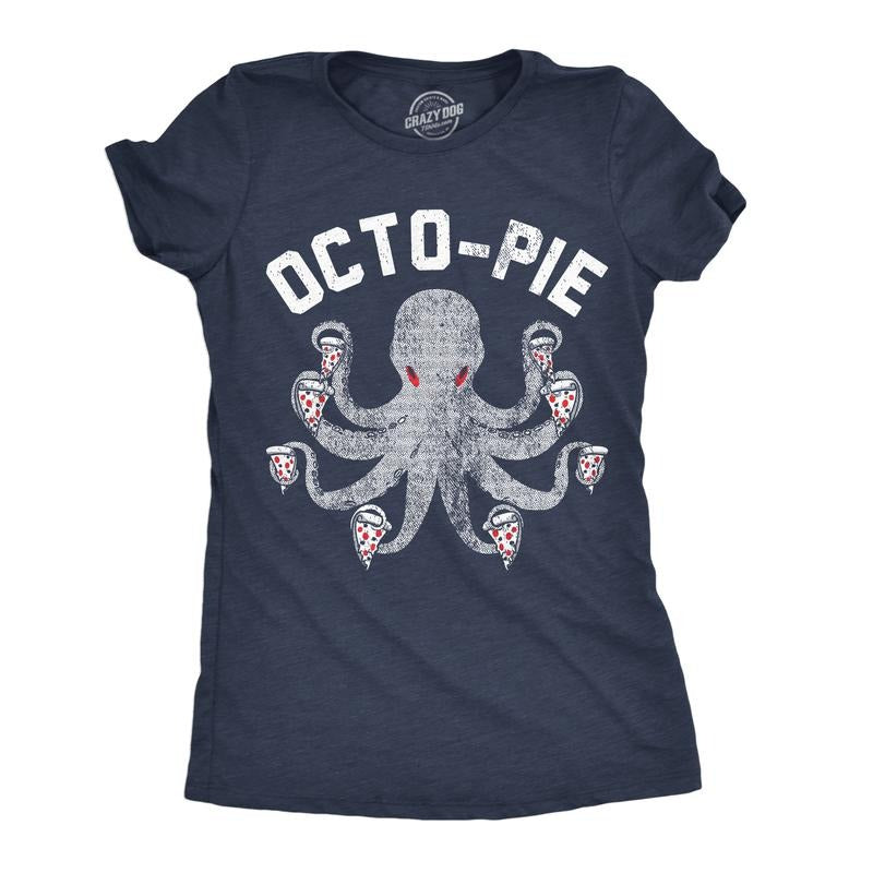 Womens Octo Pie T Shirt Funny Pizza Lovers Octopus Joke Tee For Ladies Funny Womens T Shirts Cute Slimming Top...