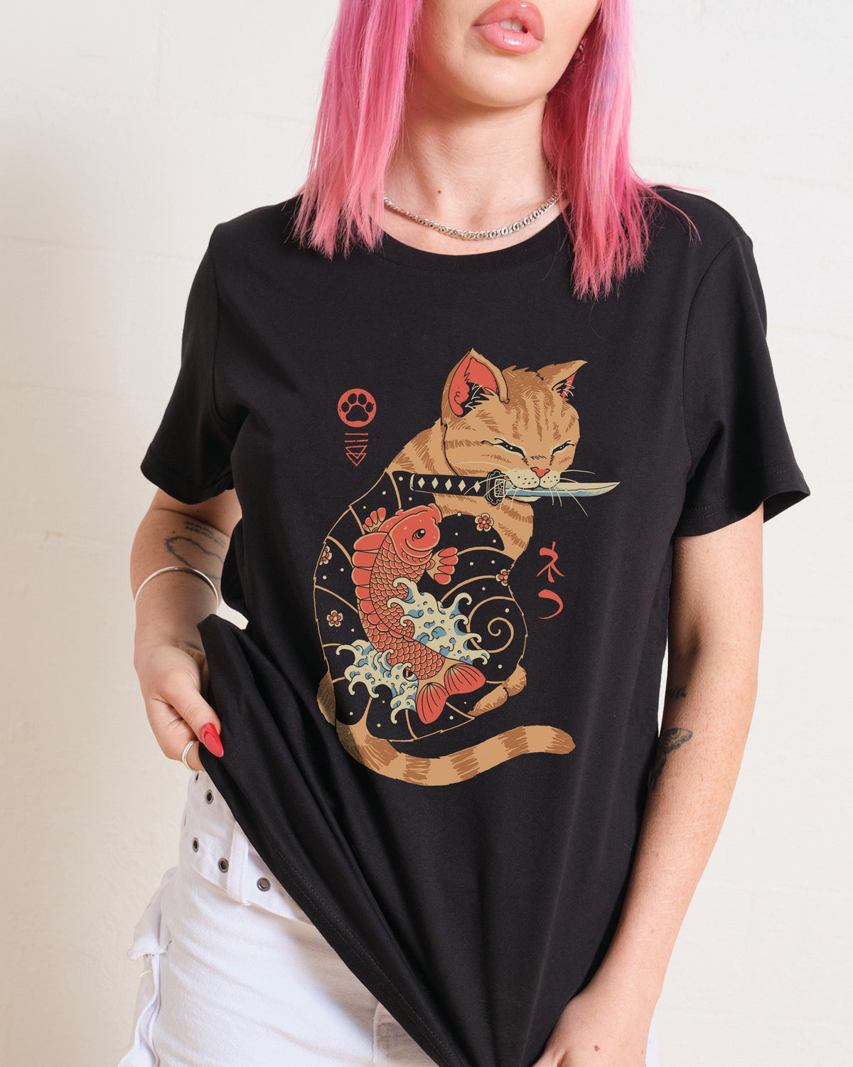Carp Tattooed Cat Women's Tee Unisex