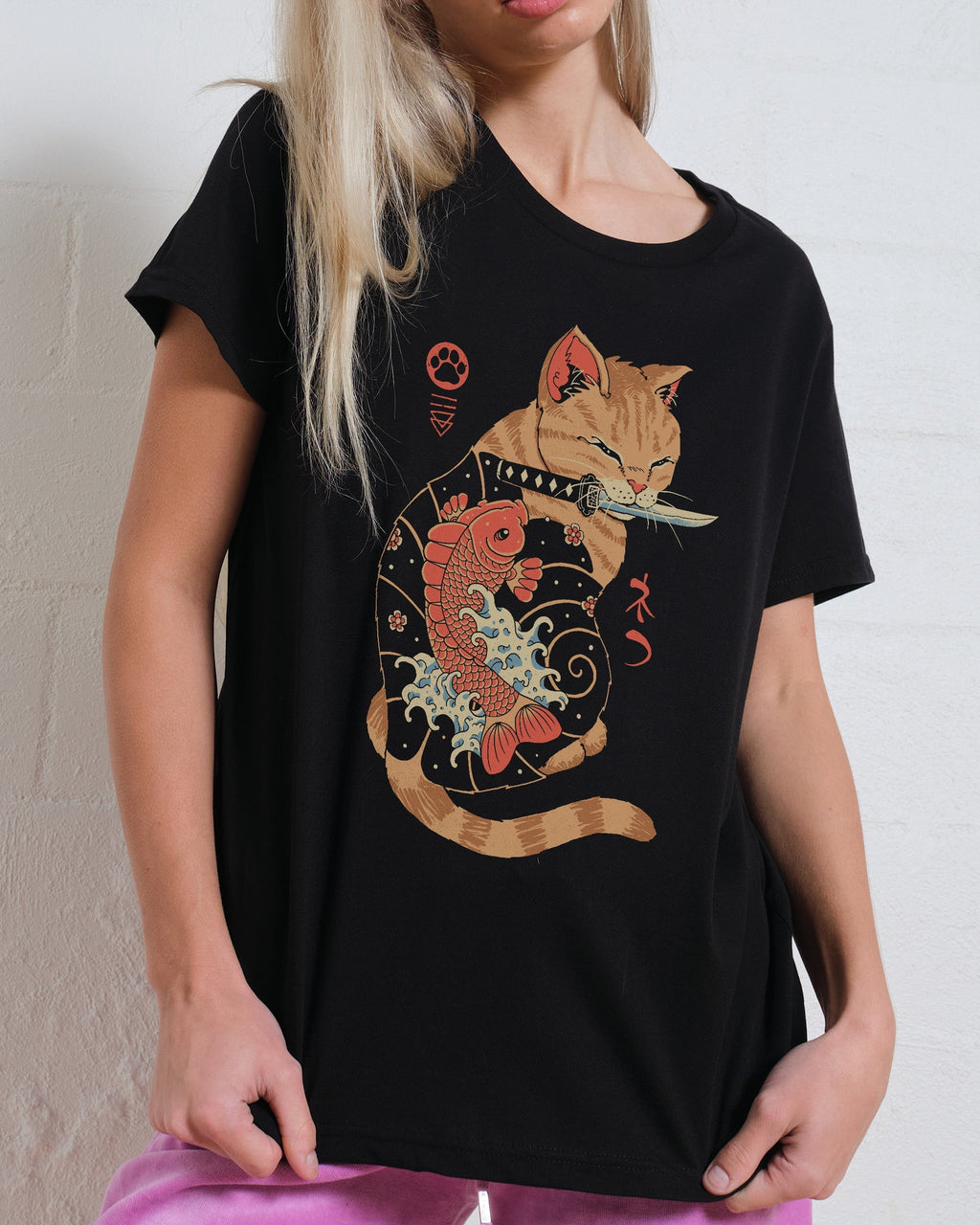 Carp Tattooed Cat Women's Tee Unisex