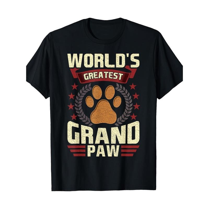 World's Greatest Grandpa" Dog Lover Cotton T-Shirt
