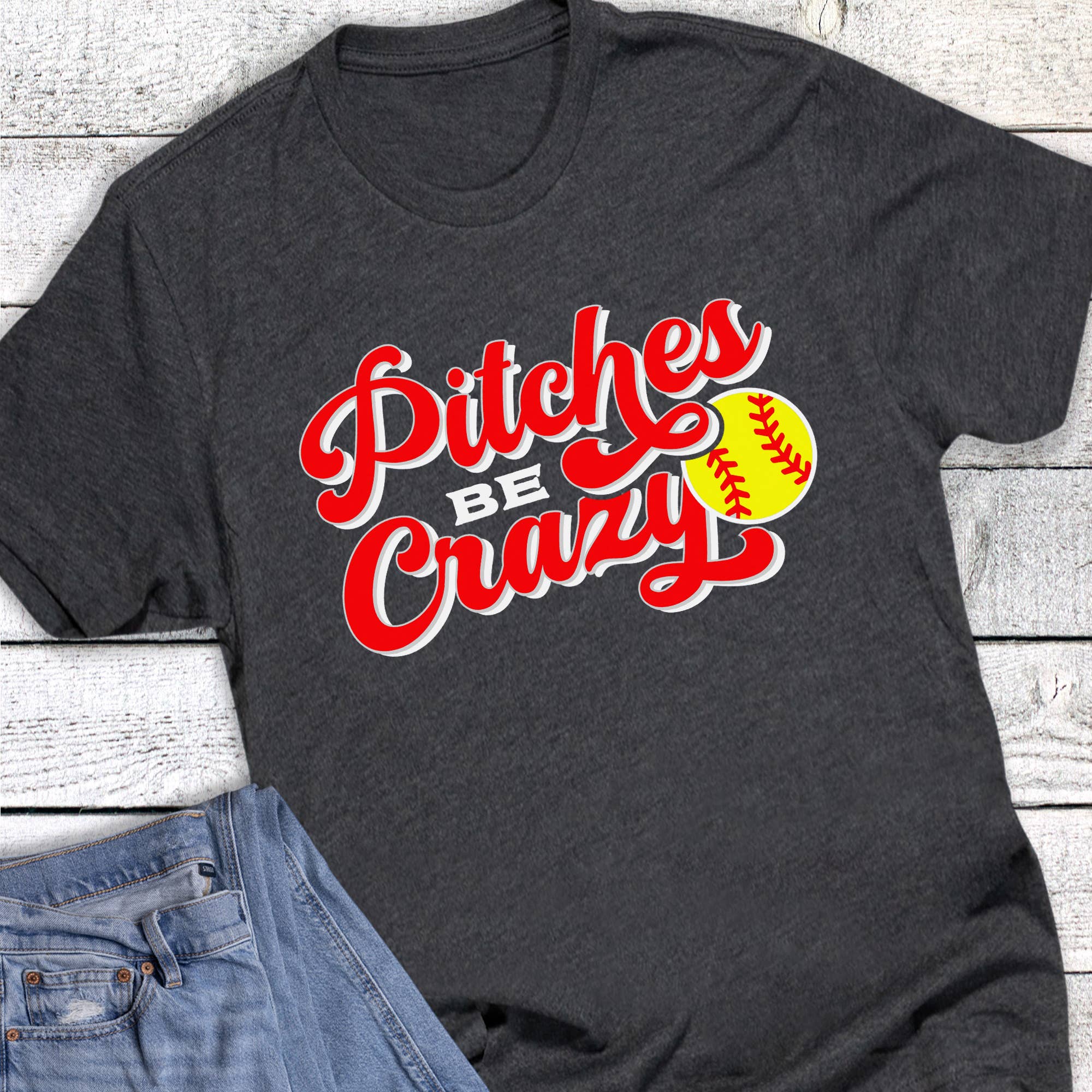 Softball Pitches Be Crazy Graphic Tee