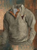 Men's Retro Western Color Block Print Long Sleeve Unisex