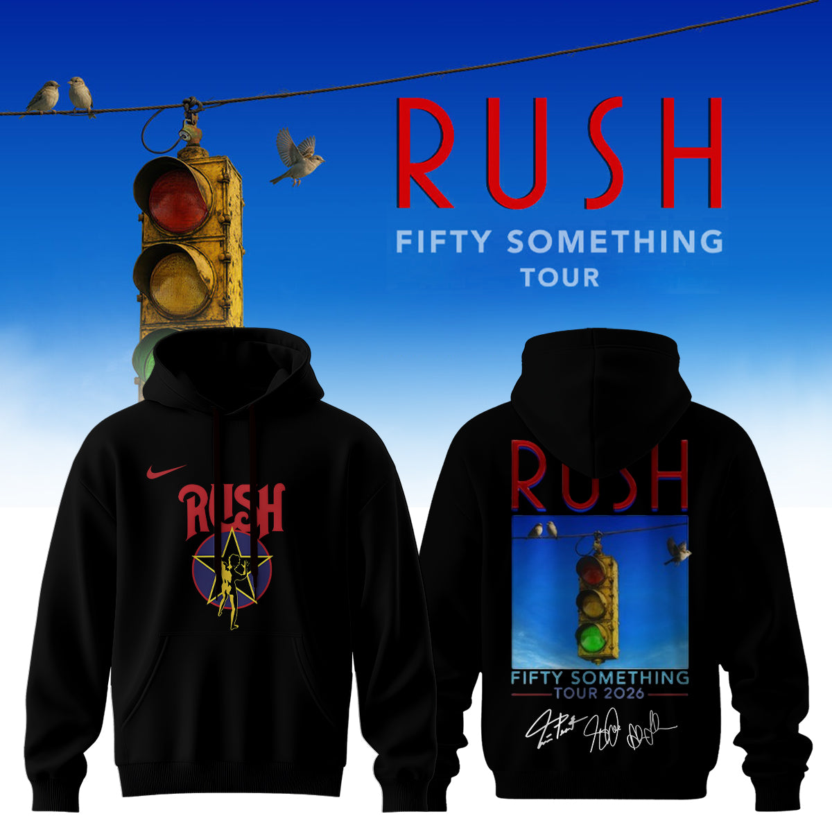RUSH “Fifty Something Tour” 2026 Signed Hoodie – Black