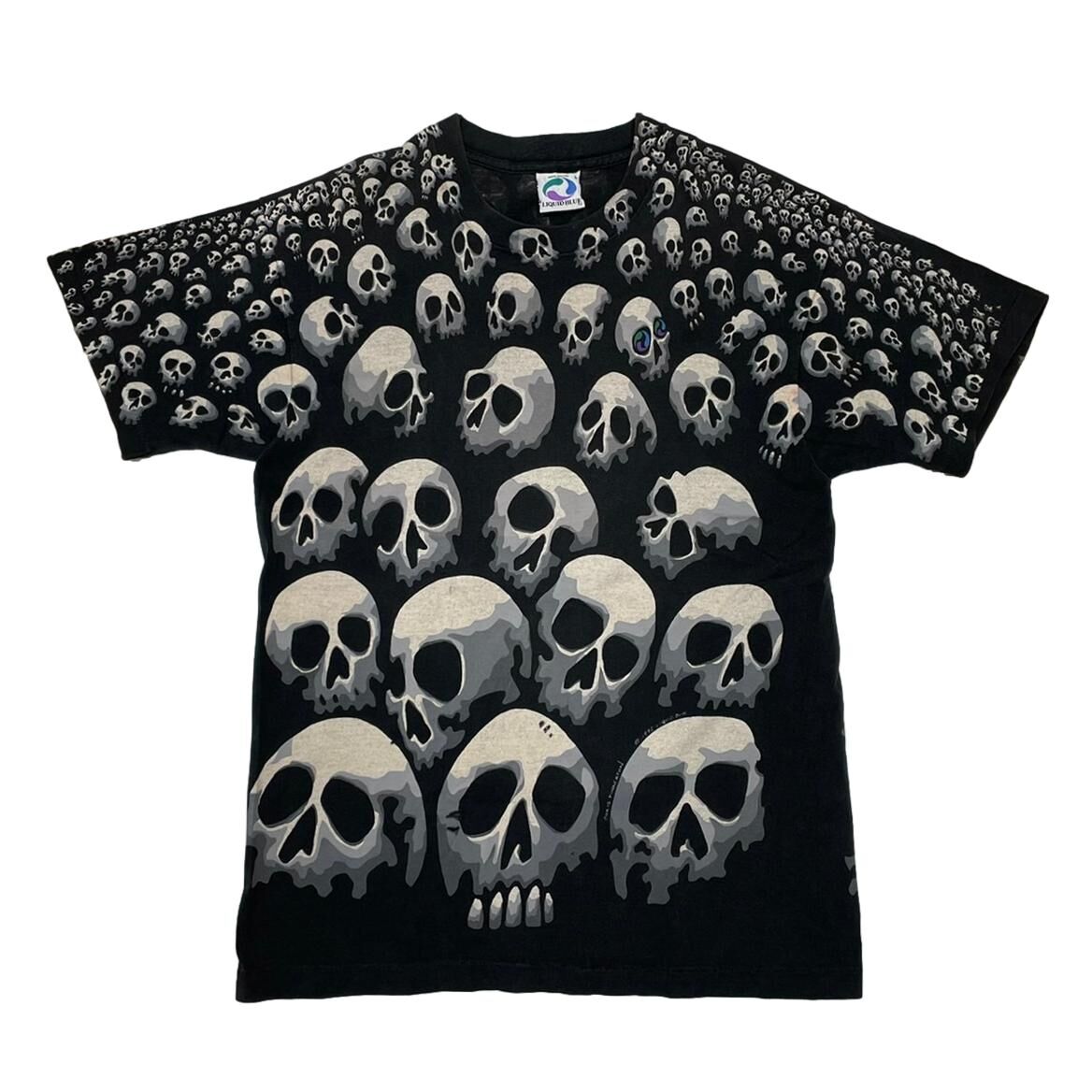 LIQUID BLUE 1992 10,000 SKULL TEE LARGE 0894