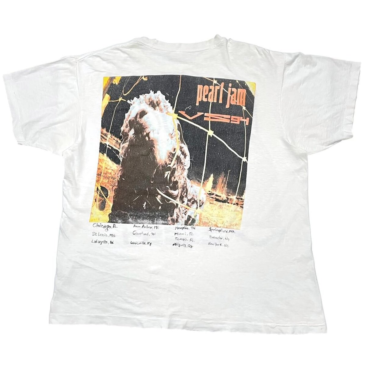 PEARL JAM VS 94 TOUR BOOTLEG WHITE FITS XL 4944