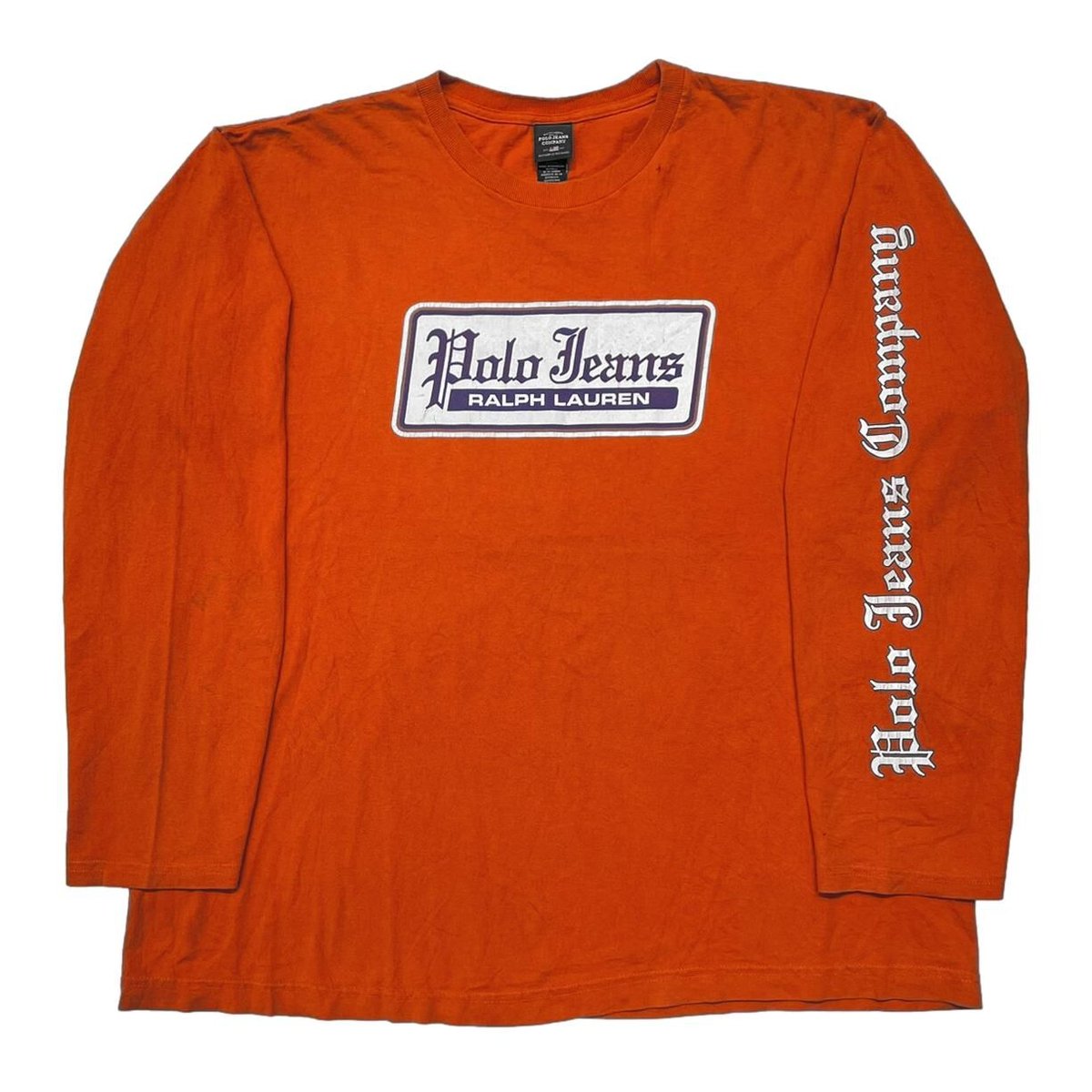 RALPH LAUREN POLO JEANS OLD ENGLISH LOGO LS ORANGE LARGE 4119