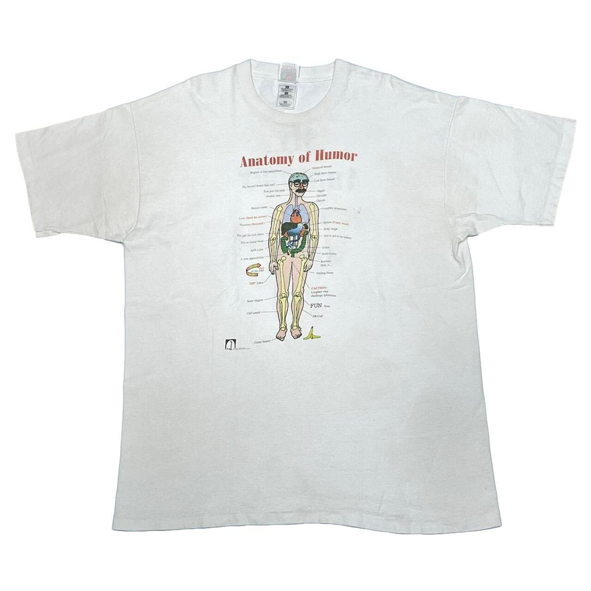 ANATOMY OF HUMOR MY ANATOMY IS A JOKE TEE WHITE FRUIT OF THE LOOM XL 1724