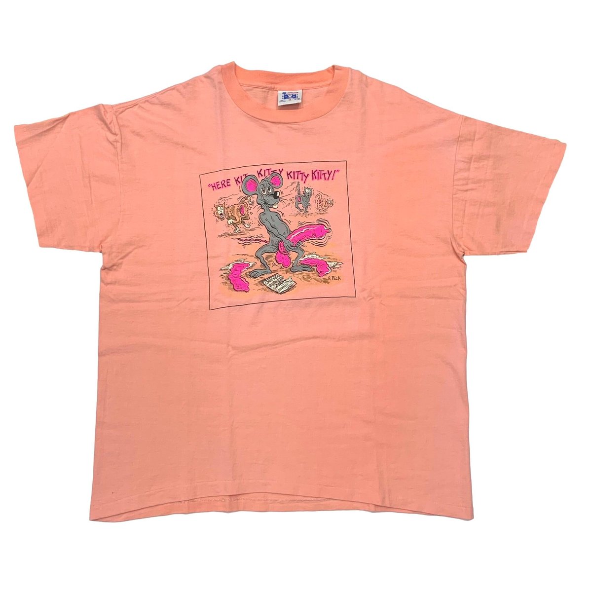 OLD &VINTAGE HERE KITTY TEE PINK XL 3220