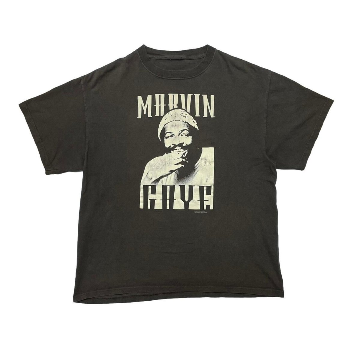 MARVIN GAYE 2004 PRINTED TEE CHARCOAL FIT LIKE LARGE 8031