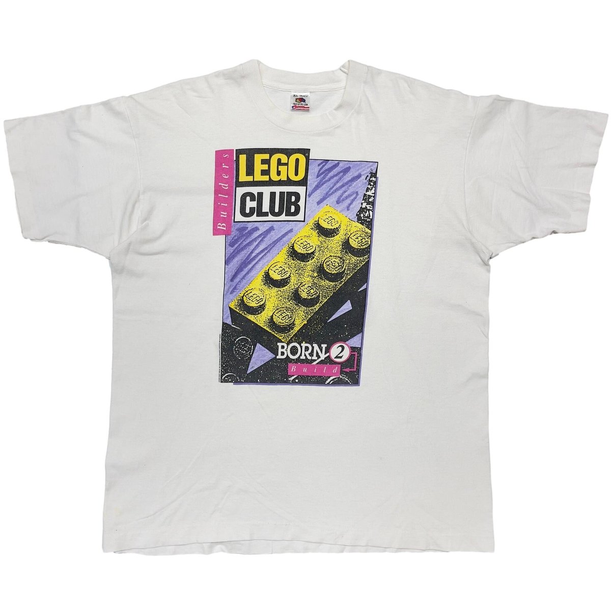 LEGO 1992 BORN 2 BUILD LEGO CLUB WHITE FRUIT OF THE LOOM XL 1323