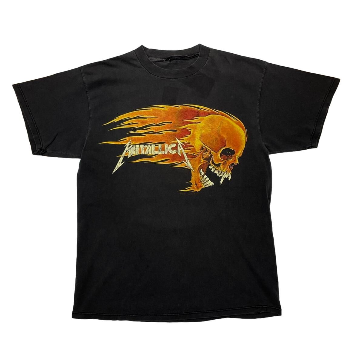 METALLICA PUSHEAD SIDE FLAMING SKULL TEE FITS LIKE XXL 5109