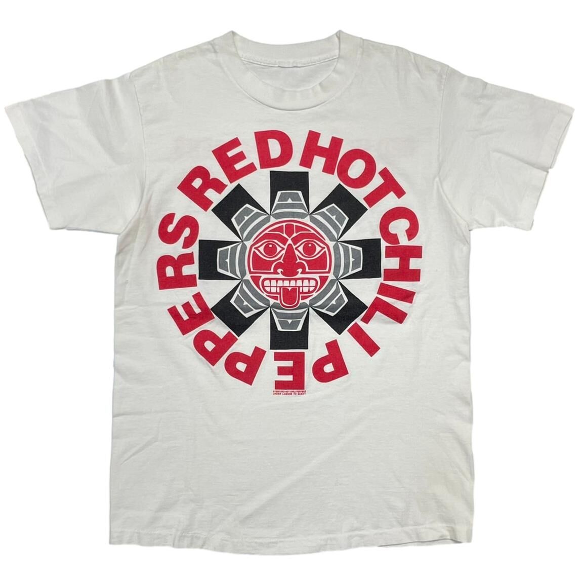 RED HOT CHILI PEPPERS 1991 DOUBLE SIDE aztec TEE WHITE FITS LARGE 1978