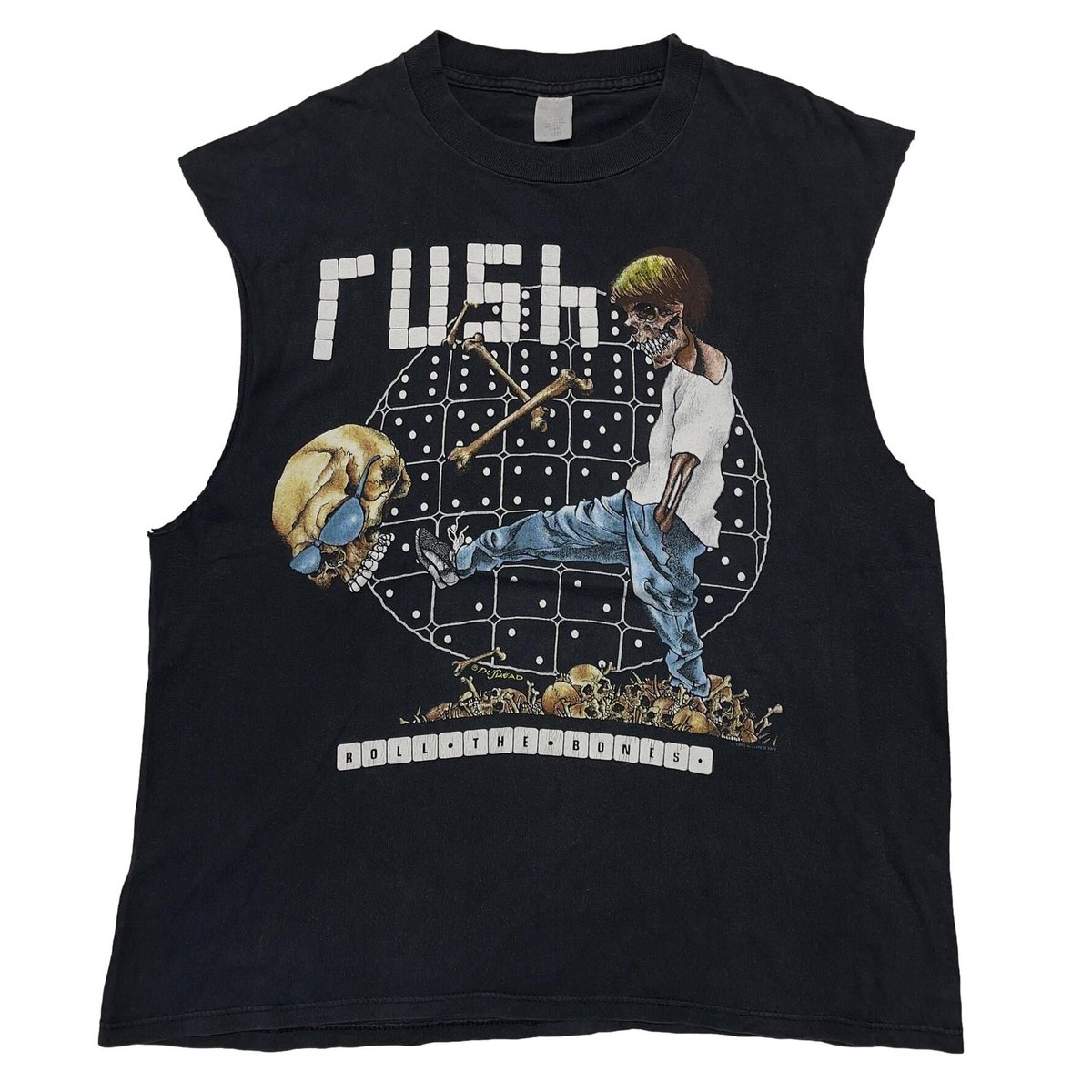 RUSH PUSHEAD 1991 ROLL THE BONES SLEEVE LESS XL 1290