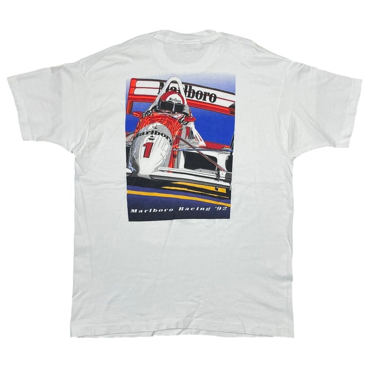 Marlboro RACING '92 F-1 POCKET TEE WHITE FRUIT OF THE LOOM XL 9958