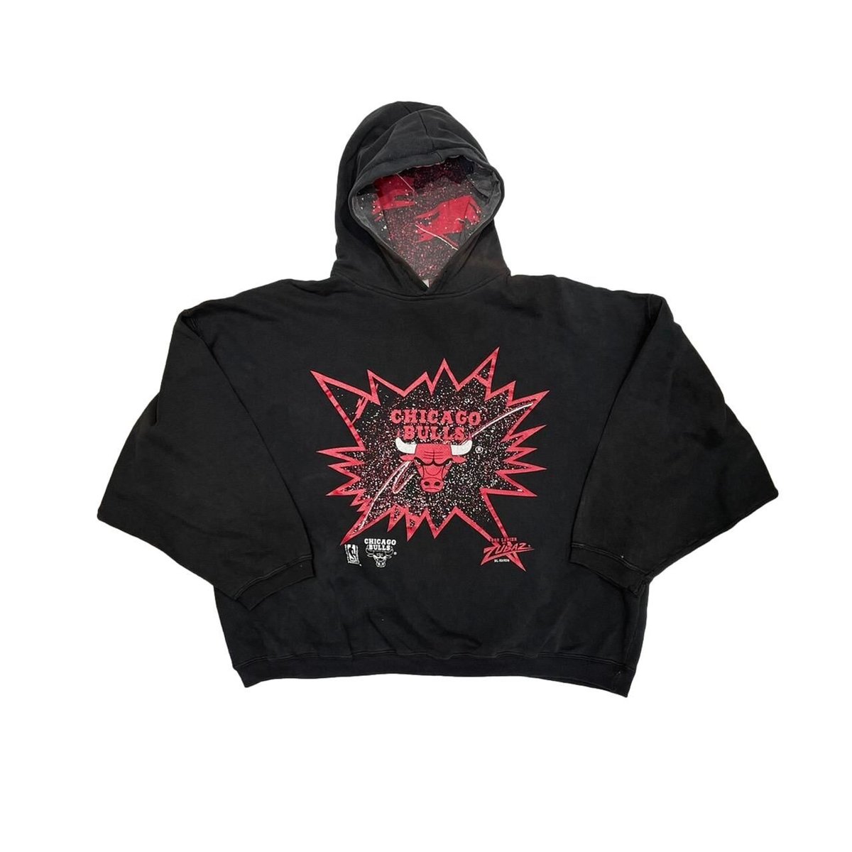 CHICAGO BULLS CLOTCH DOLMAN SLEEVE HOODIE BLACK LARGE 1418