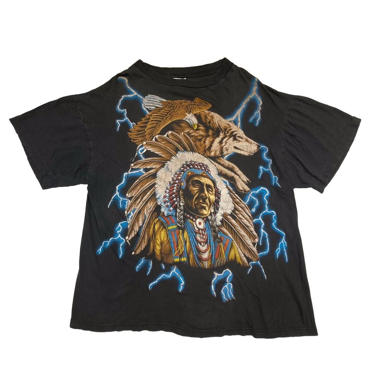 USA THUNDER NATIVE AMERIAN EAGLE THUNDER TEE BLACK XL 07329