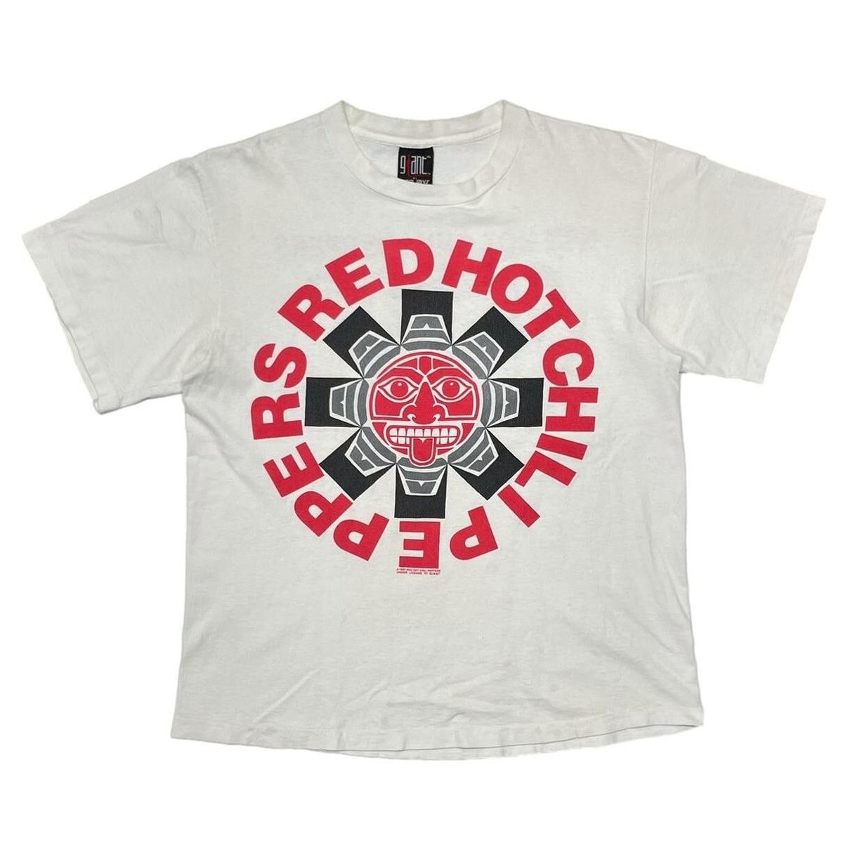 RED HOT CHILI PEPPERS 1991 DOUBLE SIDE Aztec TEE WHITE GIANT BY TEEJAYS XL 3449