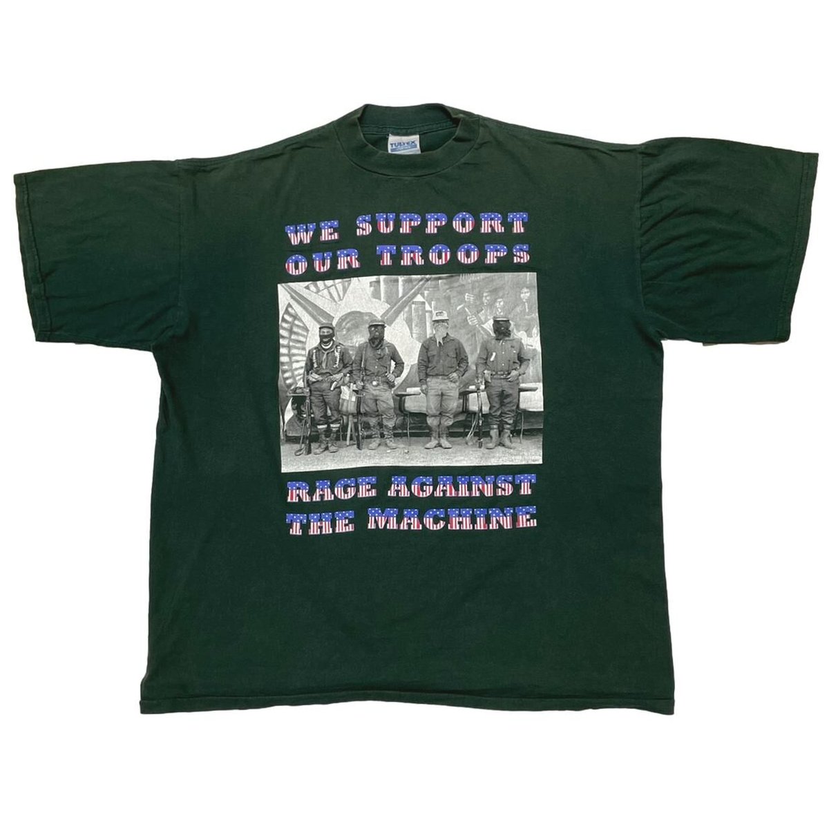 RAGE AGAINST THE MACHINE WE SUPPORT OUR TROOPS GREEN TULTEX XL 0029