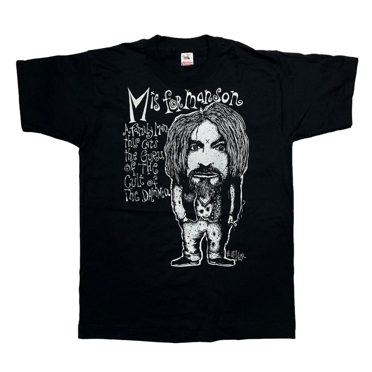CHARLES MANSON M is for manson 1994 FRUIT OF THE LOOM LARGE 4279