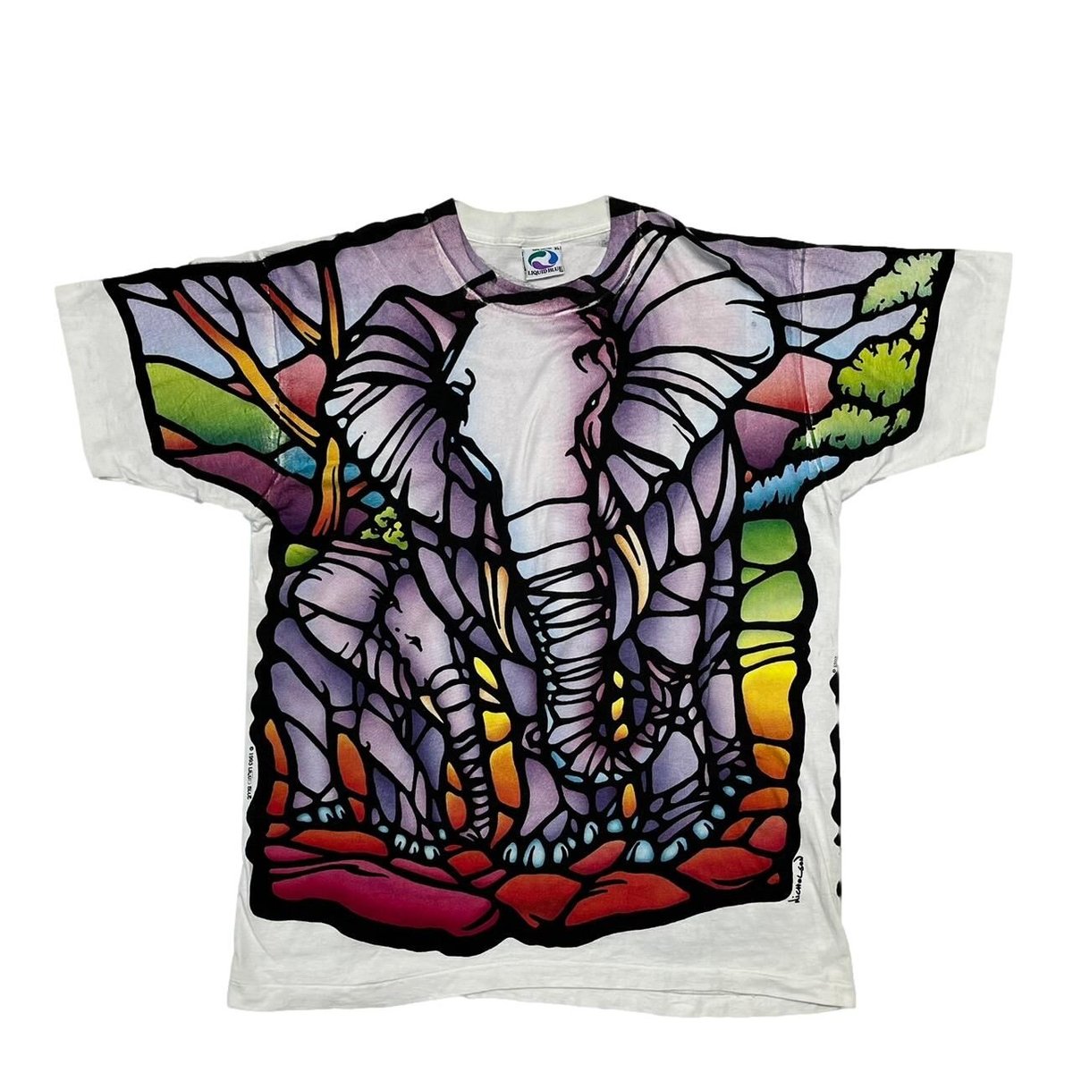 LIQUID BLUE NICHOLSON 1993 STAIND GLASS ELEPHANT XL 4030