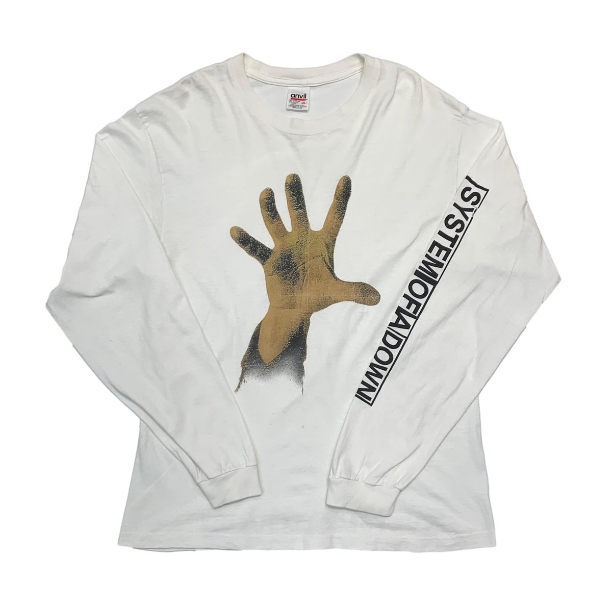 SYSTEM OF A DOWN HAND DESIGN LS TEE WHITE ANVIL XL 5093