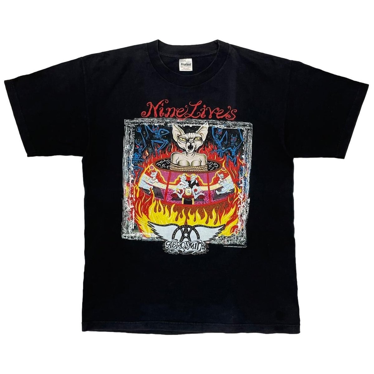 AERO SMITH NINE LIVES WORLD TOUR TEE 1997 Murina LARGE 2127