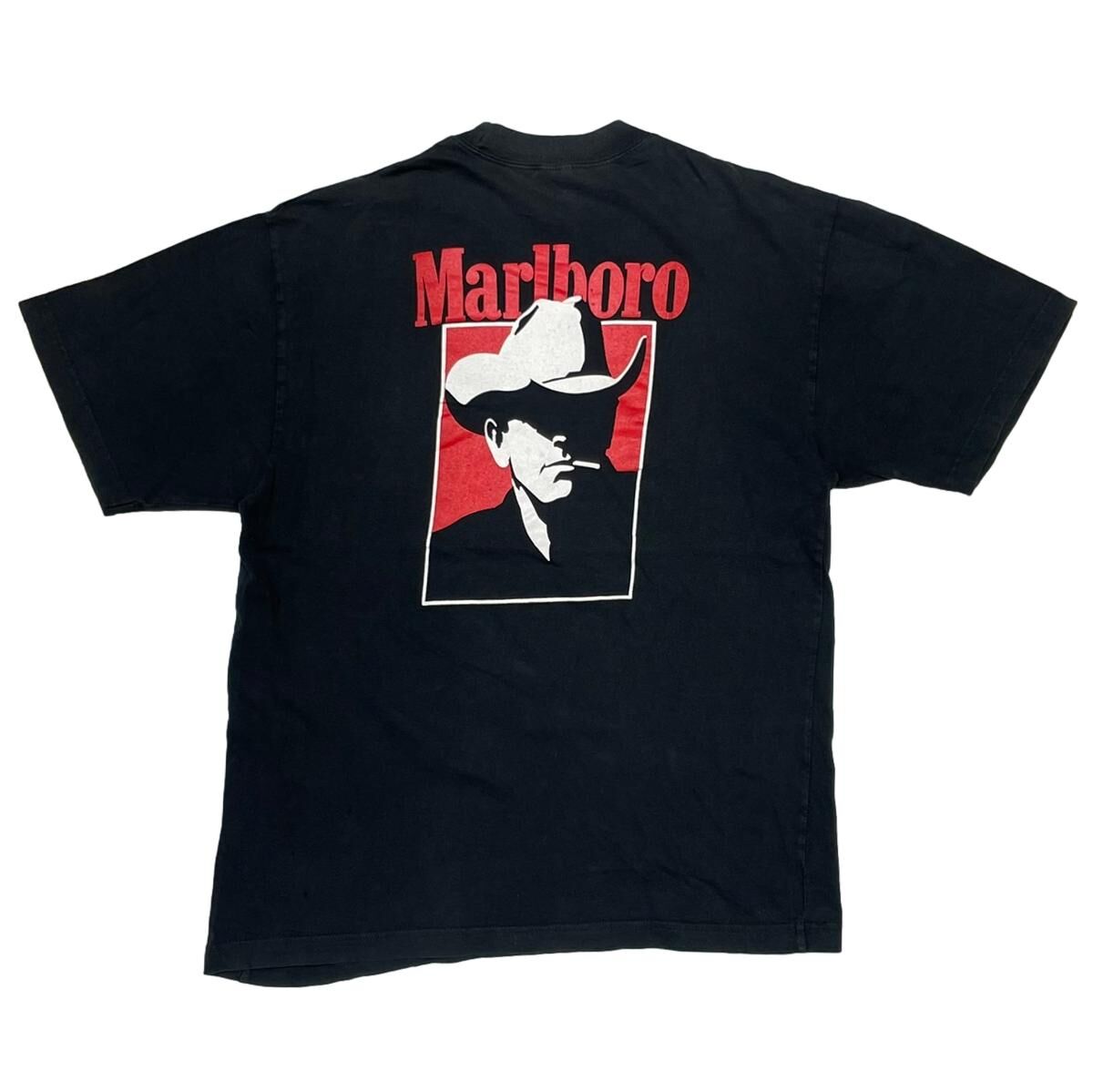 Marlboro COWBOY man RED SILHOUETTE TEE BLACK FITS MEDIUM 9983