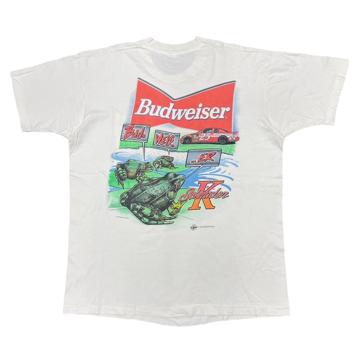 Budweiser 1995 SCHRADER K POCKET WHITE FRUIT OF THE LOOM XL 2702