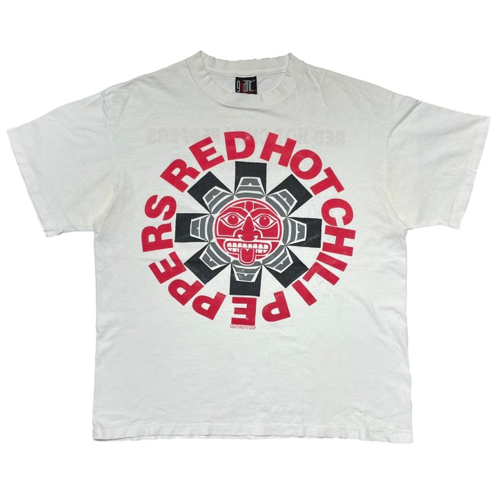 RED HOT CHILI PEPPERS 1991 DOUBLE SIDE Aztec TEE WHITE GIANT BY TEE JAYS XL 0306