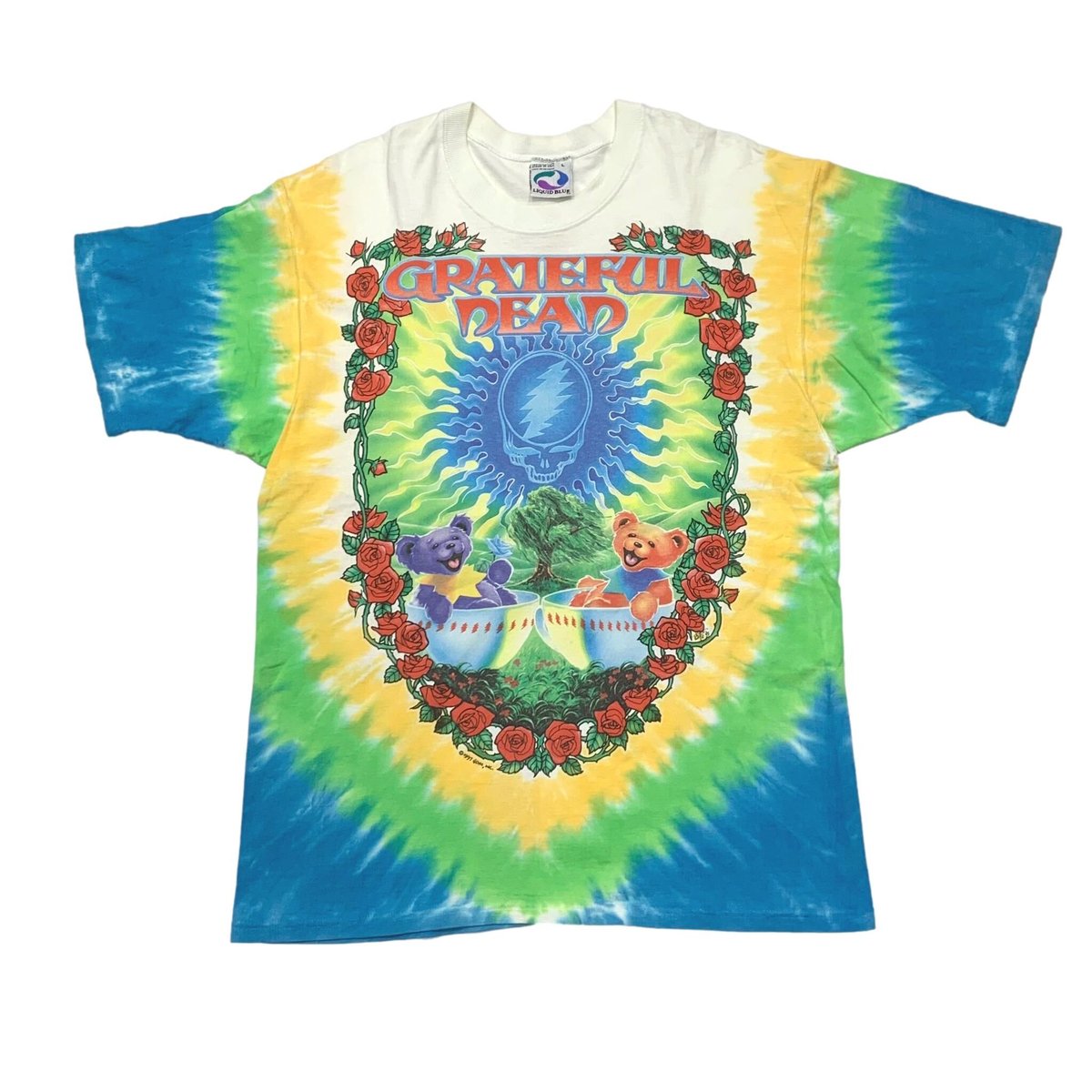 GRATEFUL DEAD LIQUID BLUE SCARLET FIRE DOUBLE SIDE TIE DYE WHITE LARGE