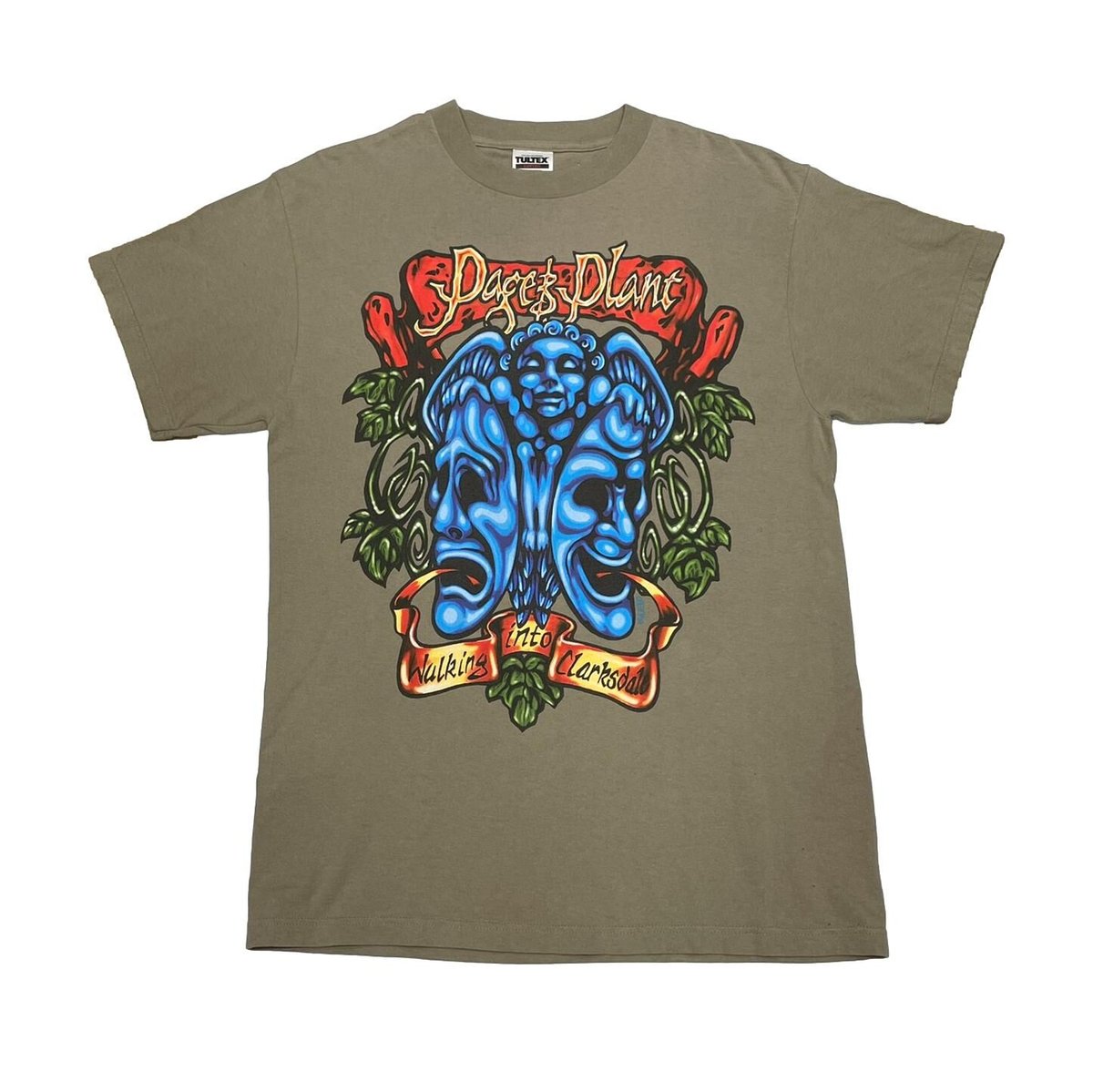 PAGE & PLANT WALKING INTO CLARKSDALE TOUR 1998 TRAVIS SCOTT WEARING TULTEX LARGE 1169