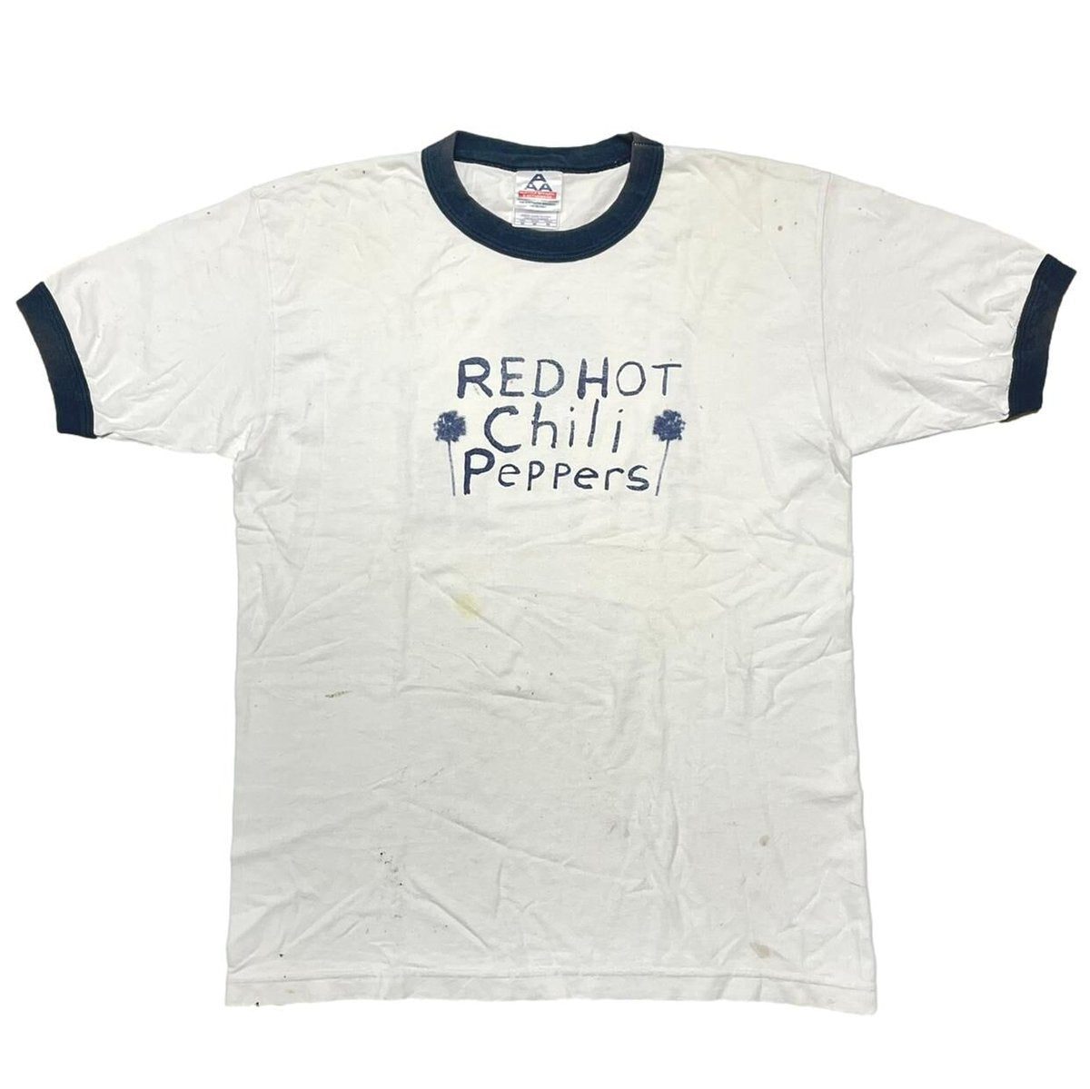 RED HOT CHILI PEPPERS PALM TREE RINGER TEE WHITE NAVY ALSTYLE MEDIUM 8482