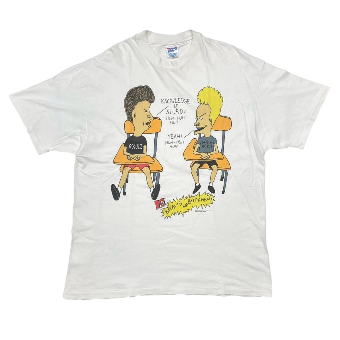 BEAVIS AND BUTT-HEAD ASAP ROCKY WEARING KNOWLEDGE IS STUPID 1993 HANES XL 9156