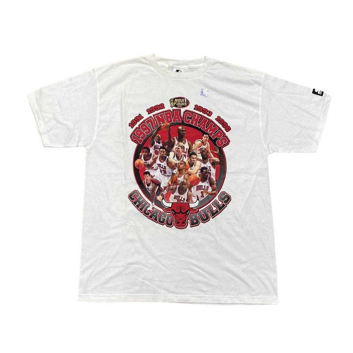 NBA CHICAGO BULLS 1997 NBA CHAMPIONS STARTER LARGE WHITE 4340