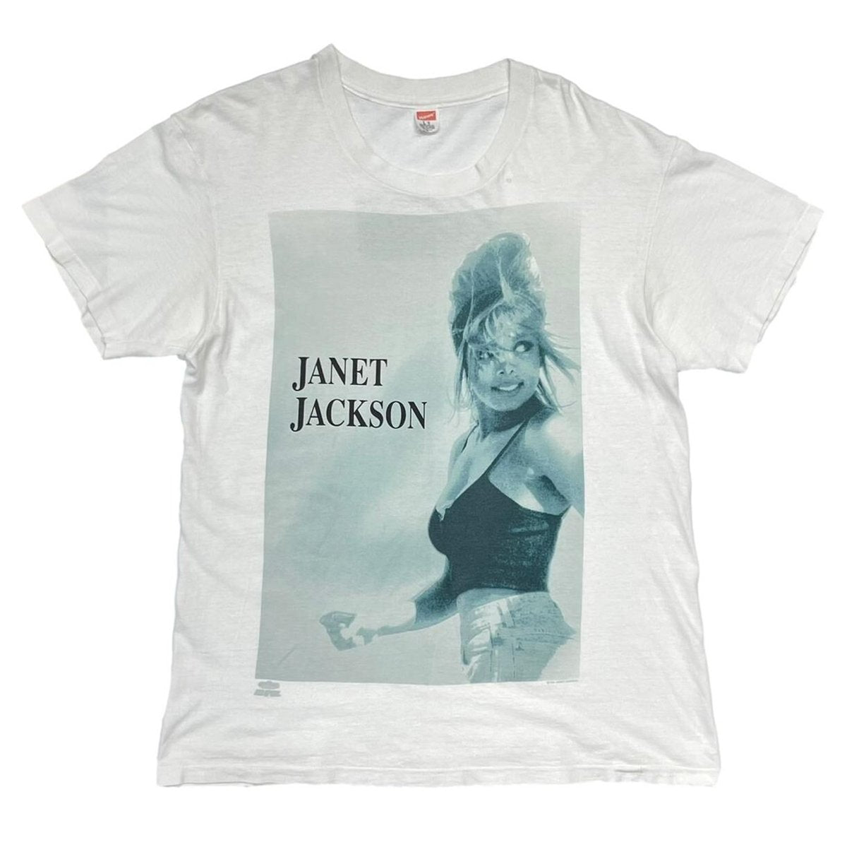 JANET JACKSON PORTAIT TEE WHITE BLUE HANES LARGE 3993