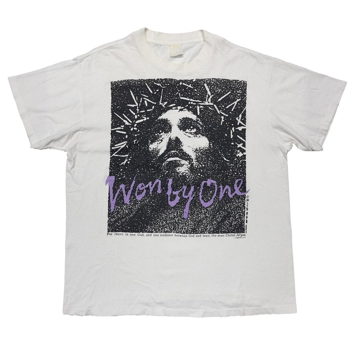 OLD & VINTAGE 1989 WON BY ONE JESUS CHRIST WHITE FITS XL 5615