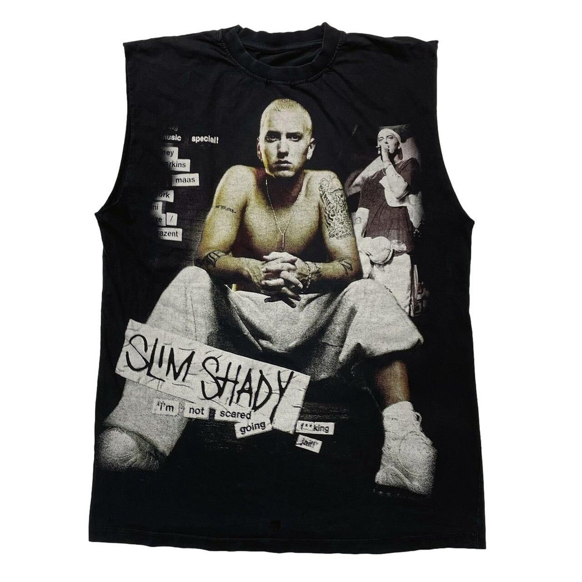 EMINEM SLIM SHADY DOUBLESIDE BOOTLEG SLEEVELESS TEE FITS LARGE 6966