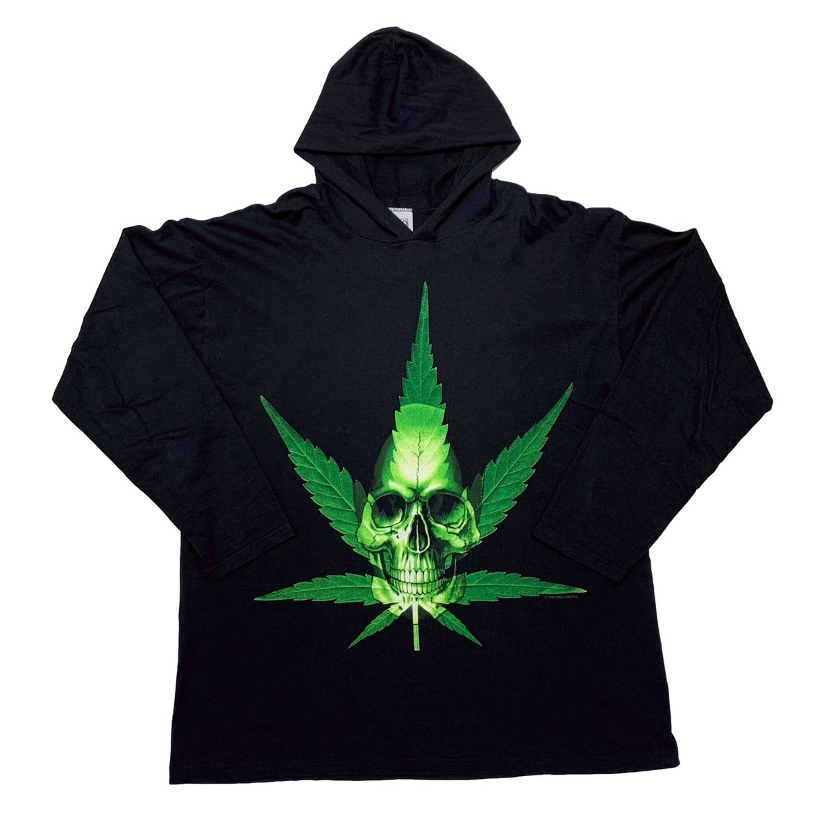 WEED SKULL L/S HOODED TEE 1993 WILD OATS XL 5039