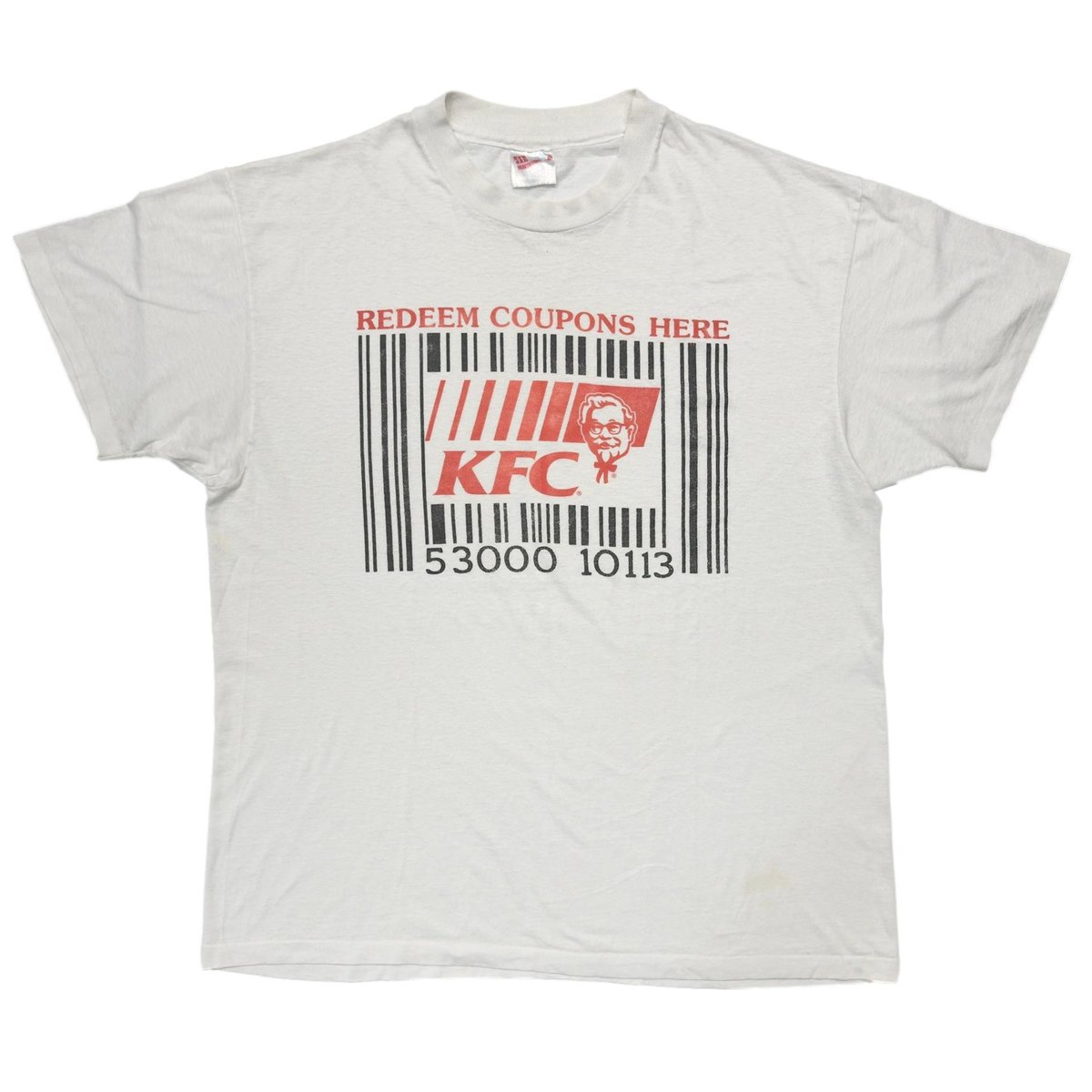 KFC REDEEM COUPONS BARCODE WHITE Hanes XL 1235