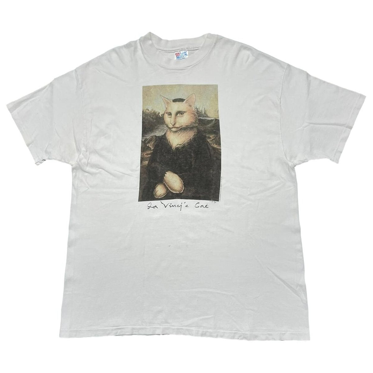 OLD & VINTAGE DA VINNCI'S CAT WHITE HANES XL 7880