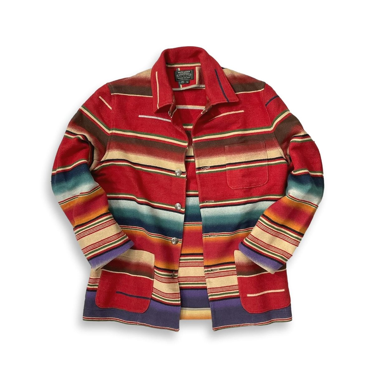 LAST OF STORE RALPH LAUREN COUNTRY NATIVE STRIPED RAG JACKET LARGE 1866