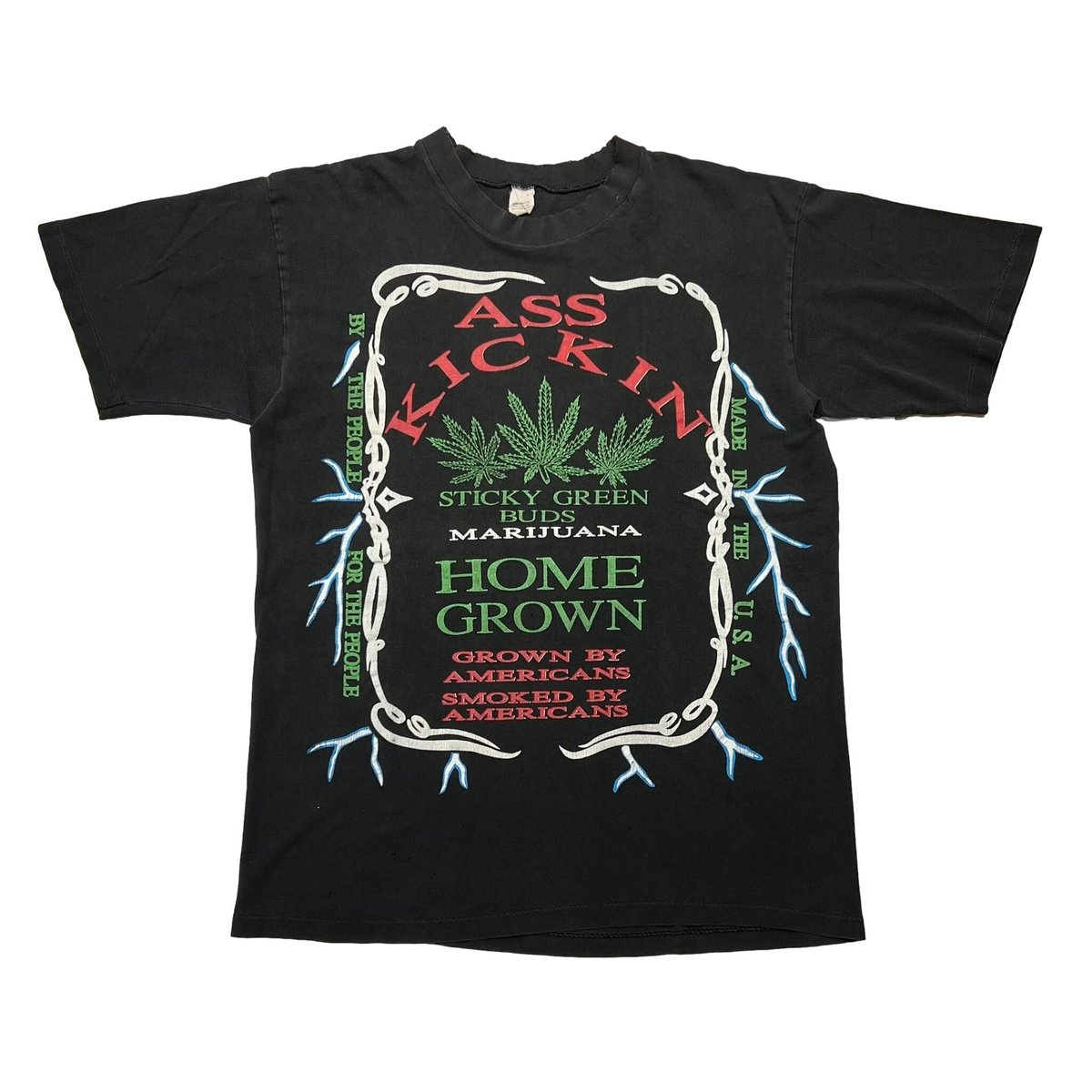 MARIJUANA ASS KICKIING THUNDER OVP TEE MADE IN USA LARGE 3884