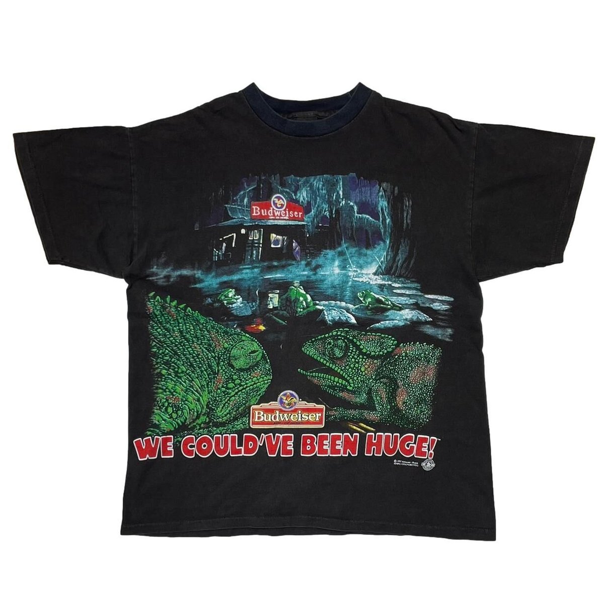 Budweiser CHAMELEON&FROG 1997 WE COULD'VE BEEN HUGE CHANGES LARGE 0367
