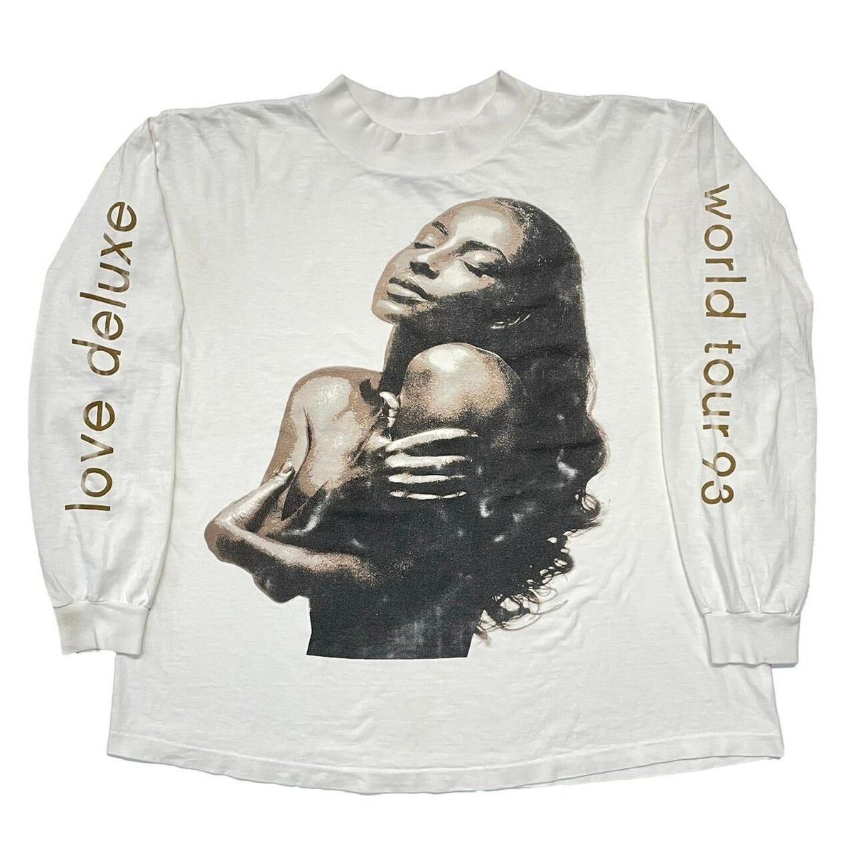 SADE LOVE DELUXE WORLD TOUR 1993 WHITE LS GINAT BY TEEJAYS XL 5831