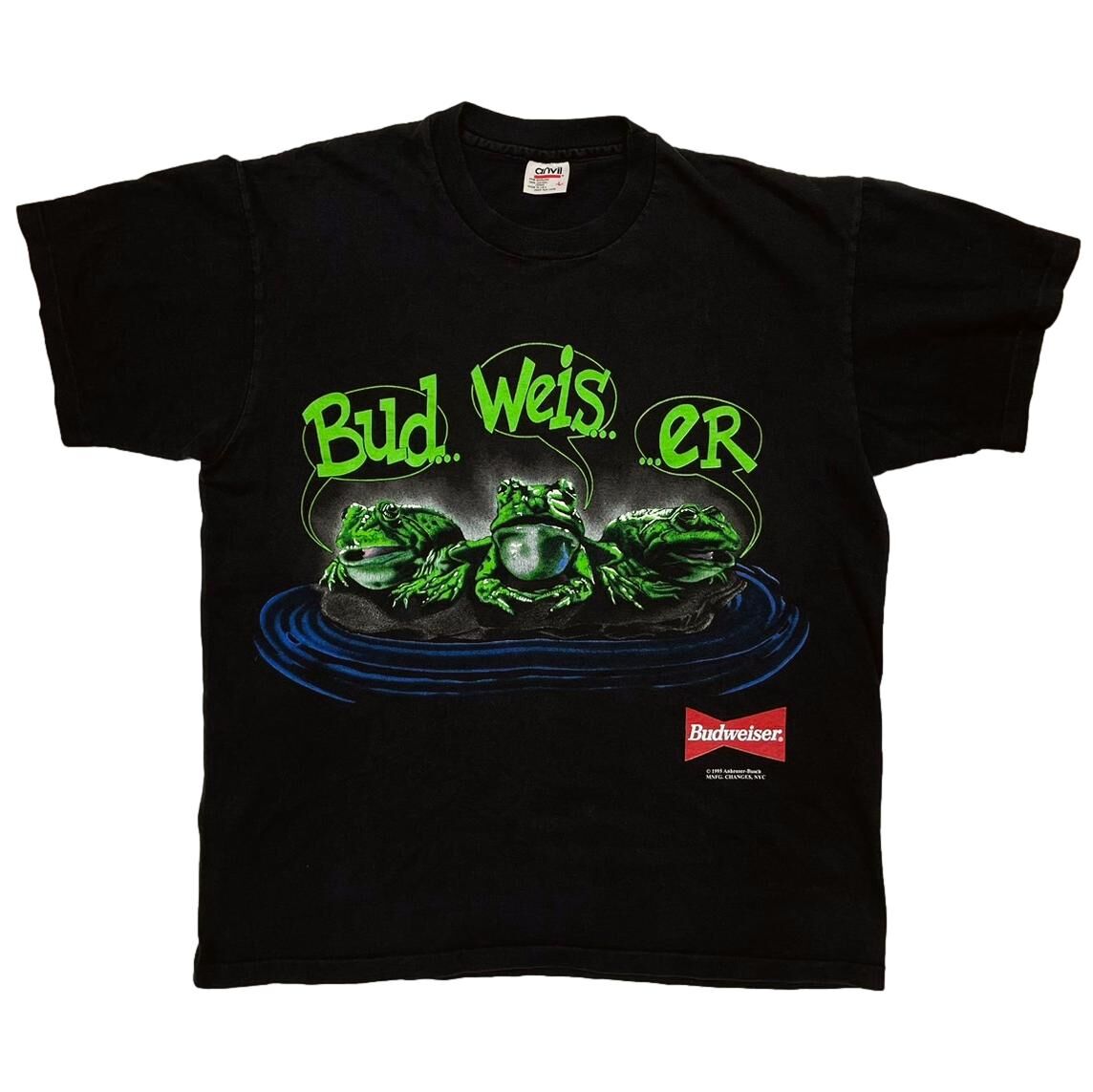 Budweiser 1995 3 FROGS YOUR PAD OR MINE ? anvil LARGE 7136