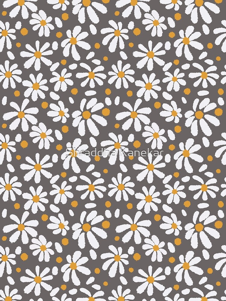 Daisies on gray background by kalaauniverse_art_studio