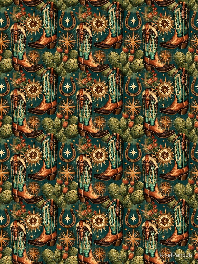 Celestial Cowboy Boots New Western Desert Pattern by PixelPanduh